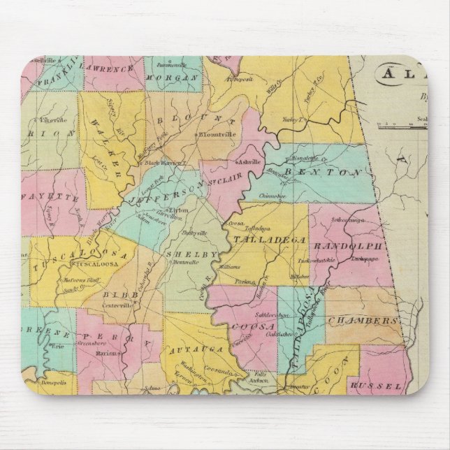 Mousepad Mapa do Estado do Alabama (Frente)