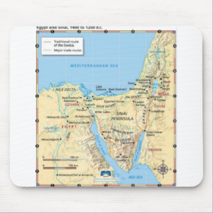 Mousepad Mapa do êxodo Egipto e Sinai 1400 a de Moses B