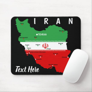 Mousepad Mapa do Irã com Bandeira e Emblema