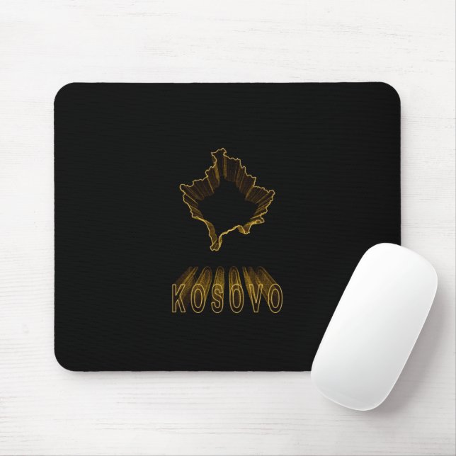 Mousepad Mapa do Kosovo, mapa Dourado (Com mouse)