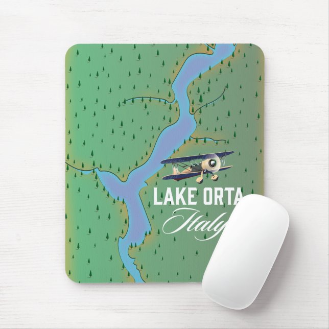Mousepad Mapa do lago do Lago Orta Itália (Com mouse)