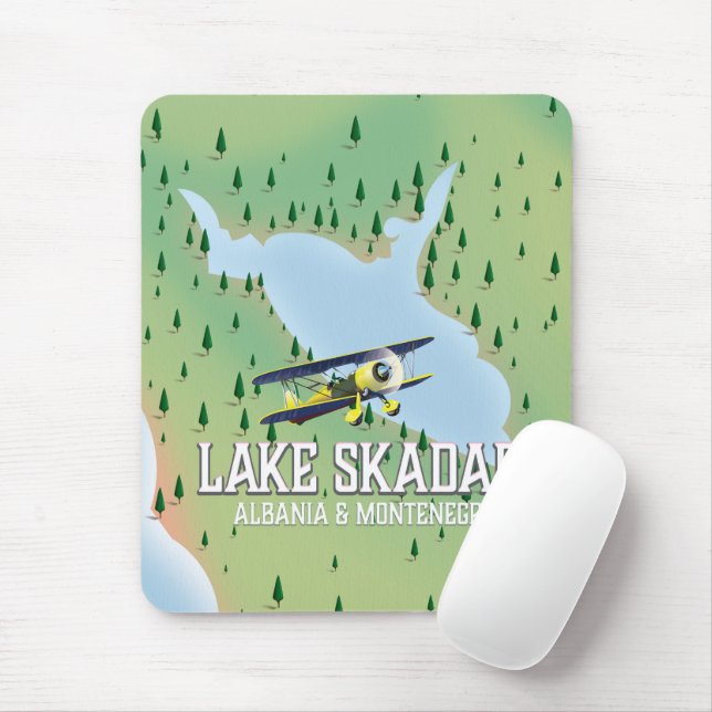 Mousepad Mapa do lago do Lago Skadar Albânia e Montenegro (Com mouse)
