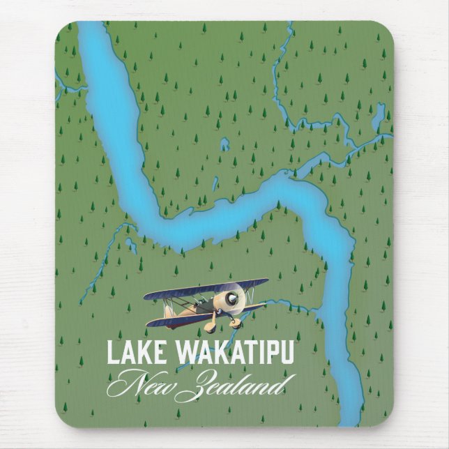 Mousepad Mapa do Lago Wakatipu Nova Zelândia (Frente)