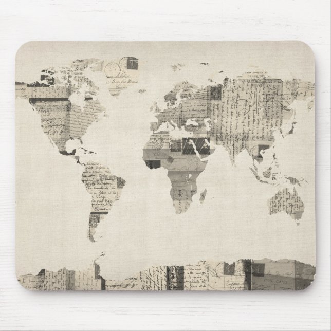Mousepad Mapa do mapa do mundo dos cartão velhos (Frente)