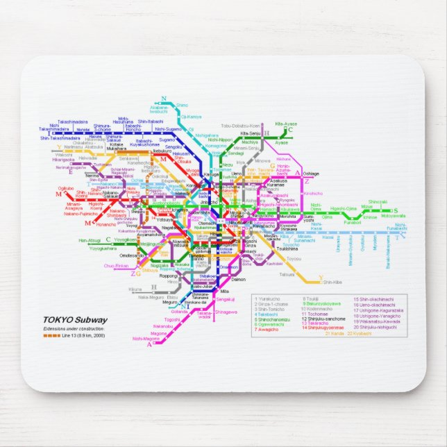 Mousepad Mapa do metro de Tokyo Japão (Frente)