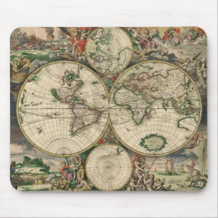 Mousepad Mapa do mundo, 1689 de Gerard Van Schagen