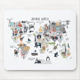 Mousepad Mapa do Mundo Animal