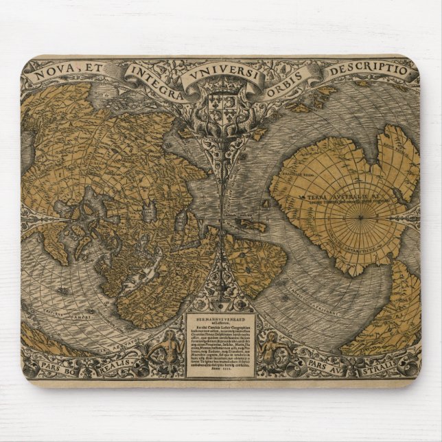 Mousepad Mapa do mundo antigo do clássico 1531 pela multa (Frente)