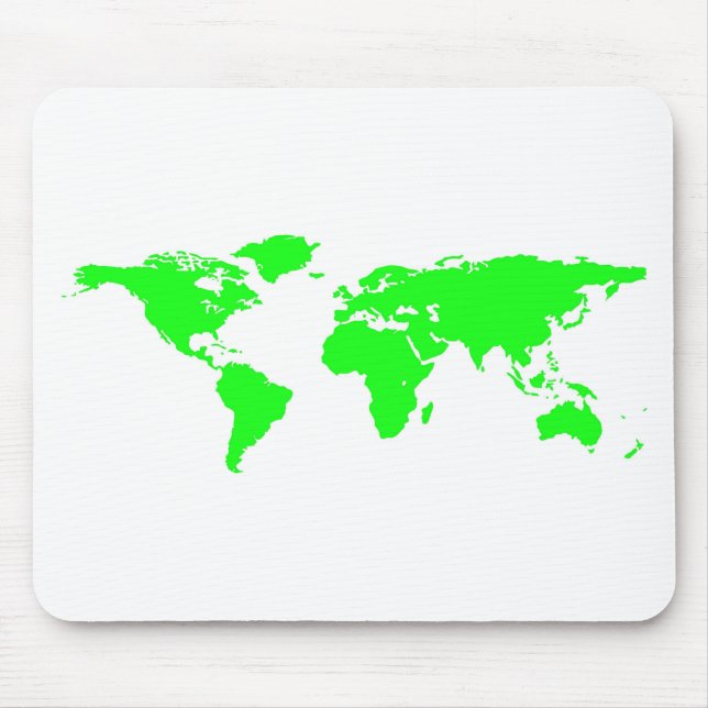 Mousepad Mapa do Mundo Branco Verde (Frente)