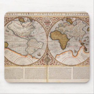Mousepad Mapa do mundo dobro do hemisfério, 1587