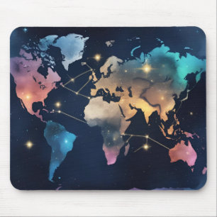 Mousepad Mapa do Mundo Esparso - Viagem de Aquarela