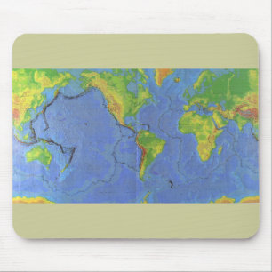 Mousepad Mapa do mundo físico 1994 - Placas tectônicas - US