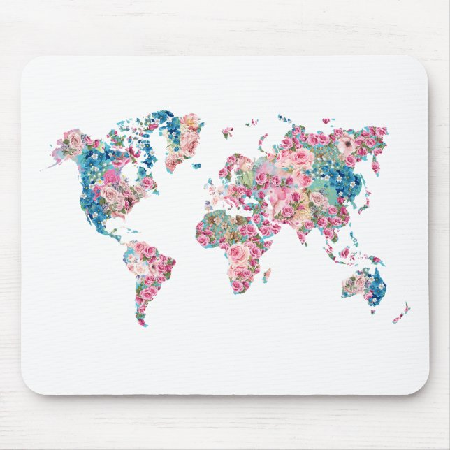 Mousepad Mapa do Mundo Floral (Frente)