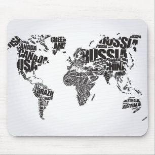 Mousepad Mapa do mundo na tipografia