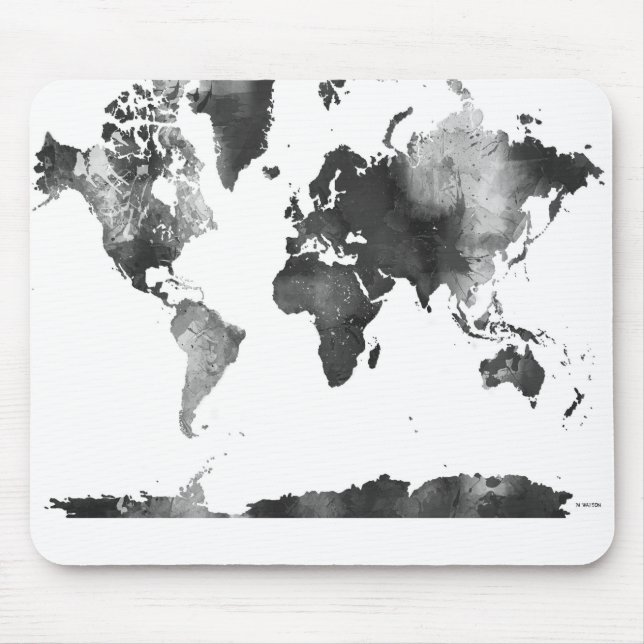 Mousepad MAPA DO MUNDO preto e branco (Frente)