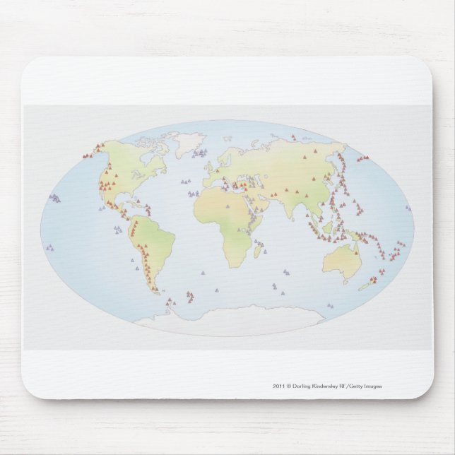 Mousepad Mapa do mundo que mostra locais da atividade (Frente)