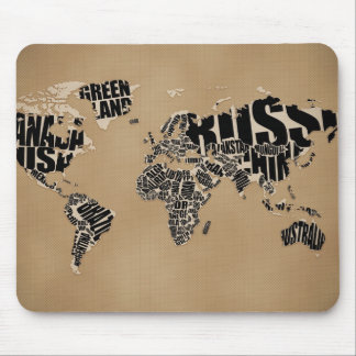 Mousepad Mapa do mundo tipográfico