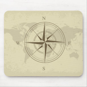 Mousepad Mapa do Mundo Vintage / Compass