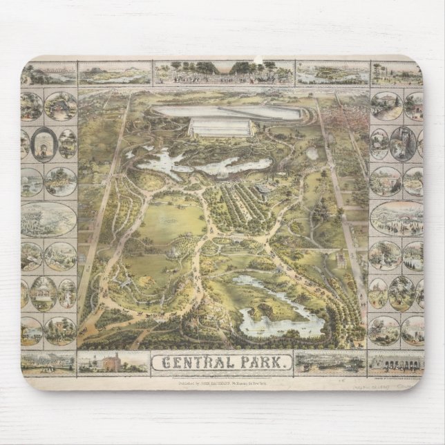 Mousepad Mapa do Parque Central do Nova Iorque, 1863 (Frente)