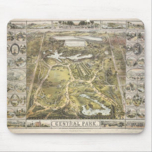 Mousepad Mapa do Parque Central do Vintage Nova Iorque, 186