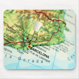 Mousepad Mapa do Pin da cidade de Barcelona