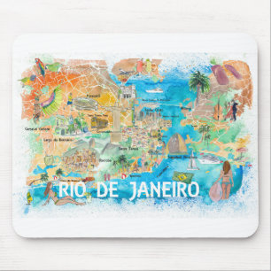 Mousepad Mapa do Rio de Janeiro Ilustrado com Estradas Prin