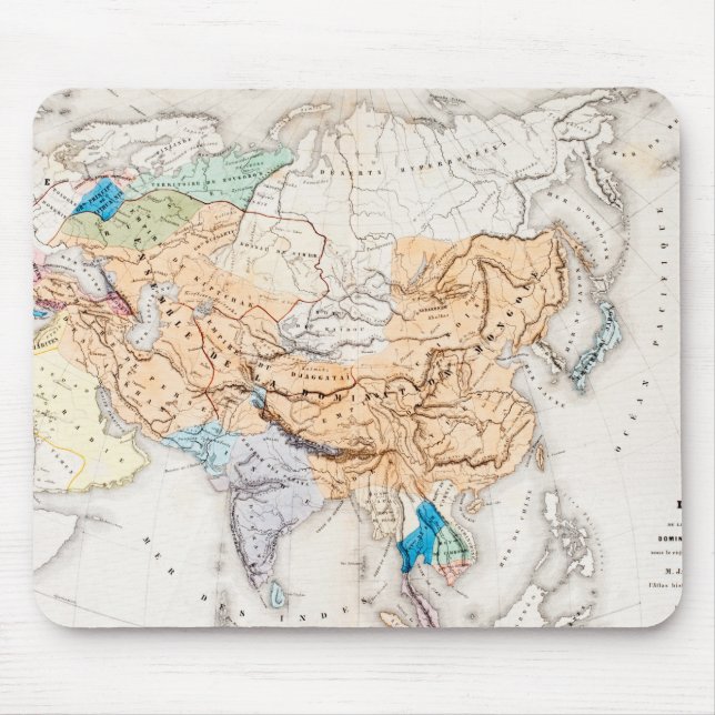 Mousepad Mapa do tempo de Ásia | de Kublai Khan (Frente)