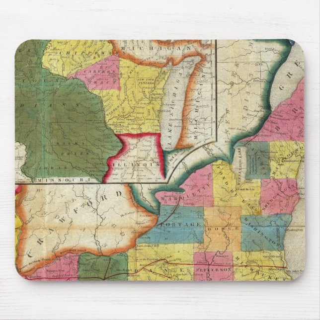 Mousepad Mapa do Território Liquidado de Wisconsin (Frente)