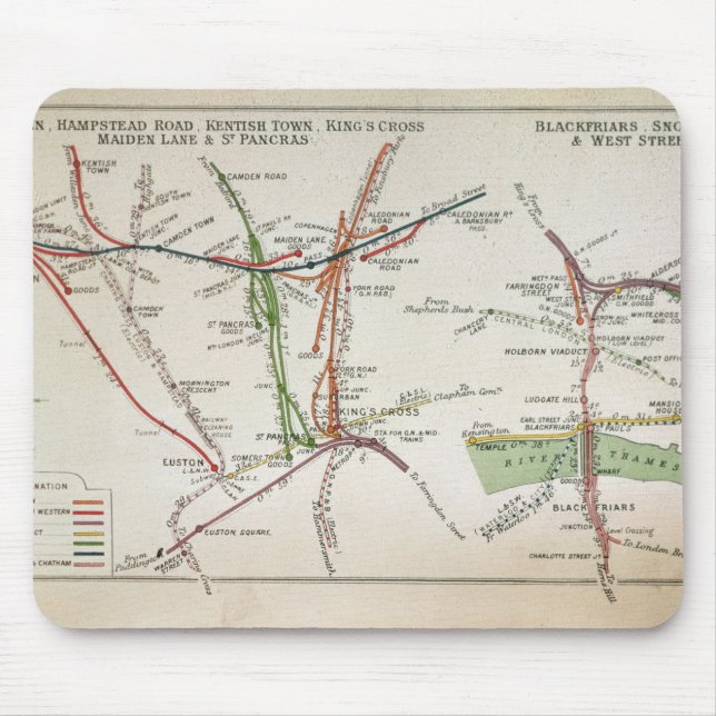 Mousepad Mapa do transporte de Londres, c.1915 (Frente)