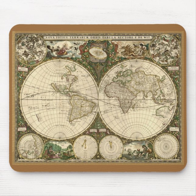 Mousepad Mapa do Velho Mundo de Frederick de Wit, 1660 (Frente)