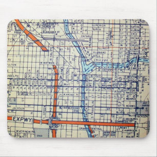 Mousepad Mapa do vintage de Chicago, IL