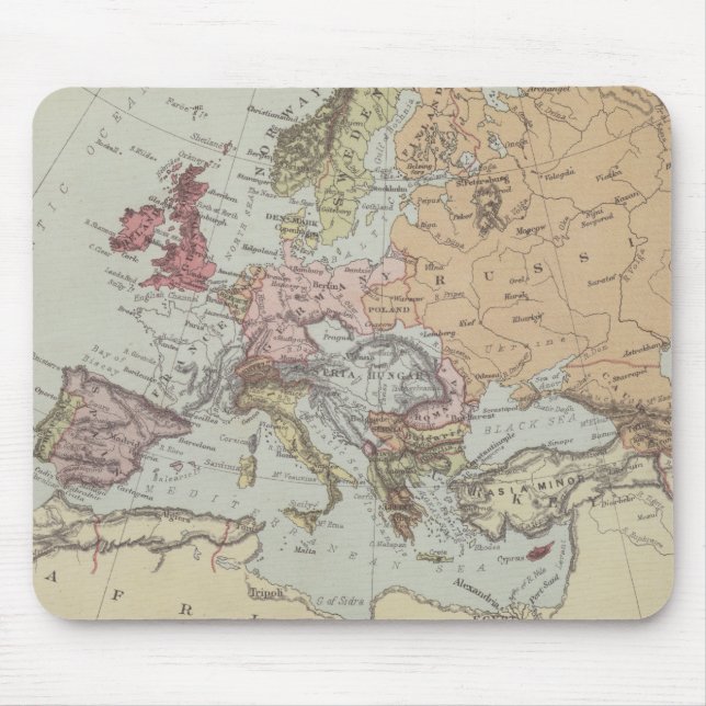 Mousepad Mapa do vintage de Europa (Frente)