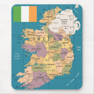 Mousepad Mapa do vintage de Ireland