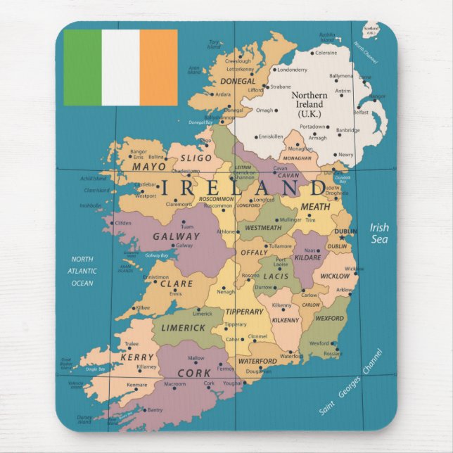 Mousepad Mapa do vintage de Ireland (Frente)