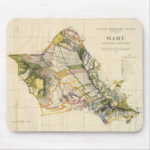 Mousepad Mapa do vintage de Oahu Havaí (1906)