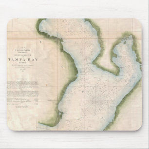 Mousepad Mapa do vintage de Tampa Bay litoral (1855)