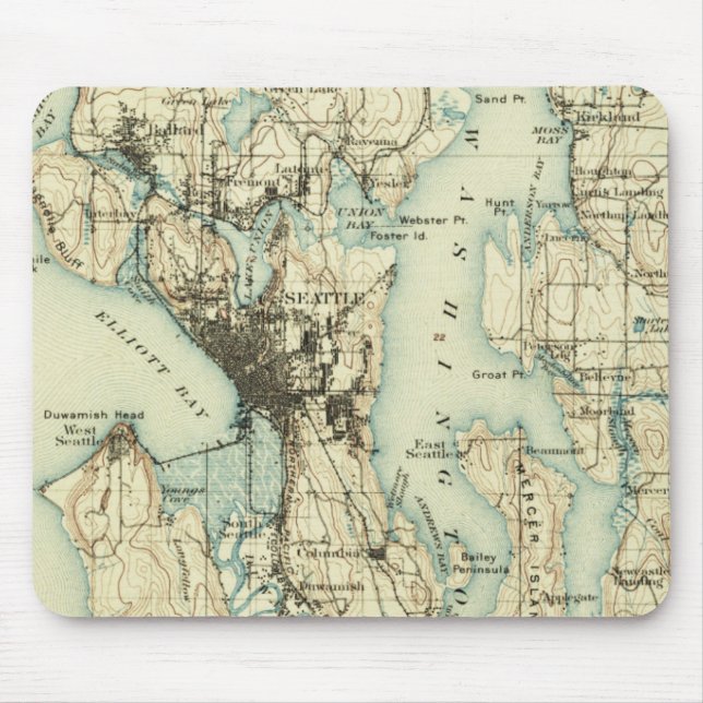 Mousepad Mapa do Vintage Seattle (Frente)