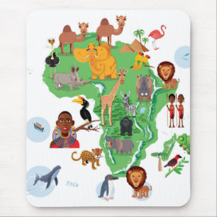 Mousepad Mapa dos animais de África