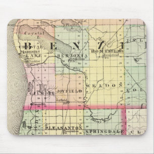 Mousepad Mapa dos condados de Benzie e Manistee, Michigan