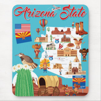 Mousepad Mapa dos desenhos animados da arizona