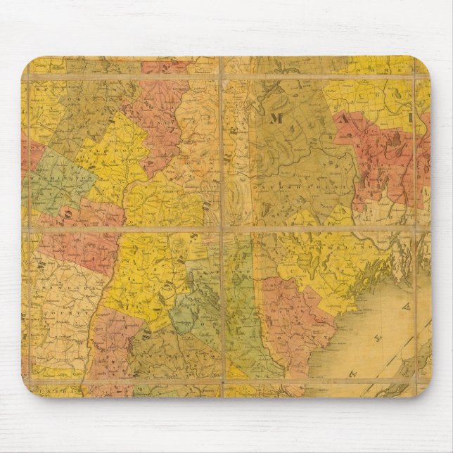 Mousepad Mapa dos Estados da Nova Inglaterra (Frente)