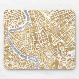 Mousepad Mapa dourado da cidade de Roma