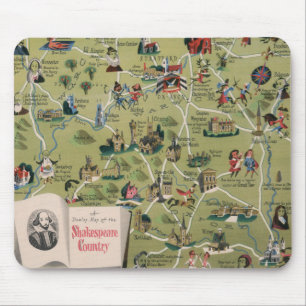 Mousepad Mapa Dunlop do País Shakespeare, Inglaterra