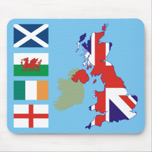 Mousepad Mapa e bandeiras de Grâ Bretanha