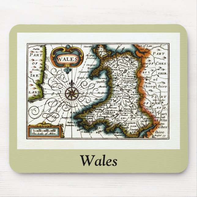 Mousepad Mapa e/ou bandeira de Wales (Frente)