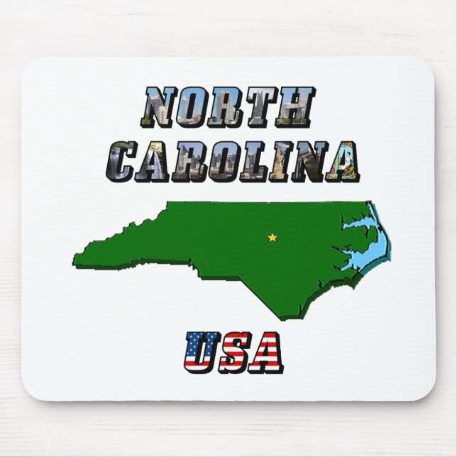 Mousepad Mapa e Texto da Carolina do Norte (Frente)