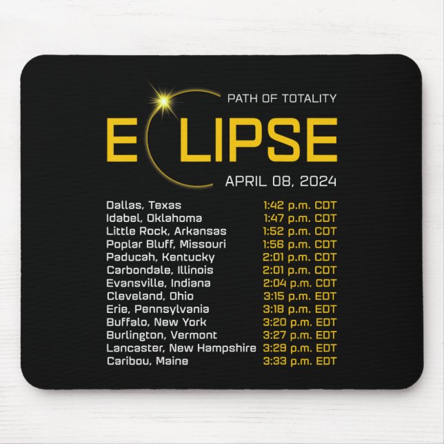 Mousepad Mapa Eclipse Total do Mapa do Eclipse do Caminho d (Frente)