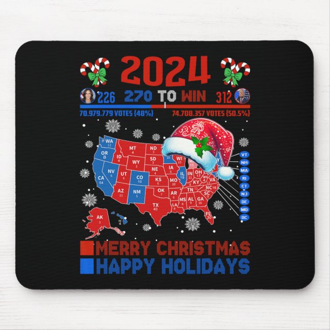 Mousepad Mapa Eleitoral 2024 Merry Christmas Trump Landslid (Frente)