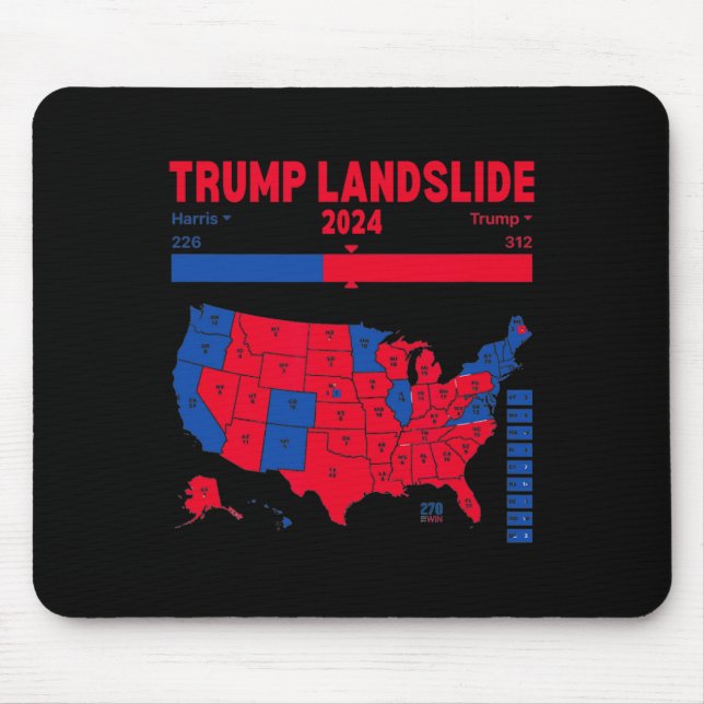 Mousepad Mapa Eleitoral 312 do Mapa Vencedor de Trump Lands (Frente)