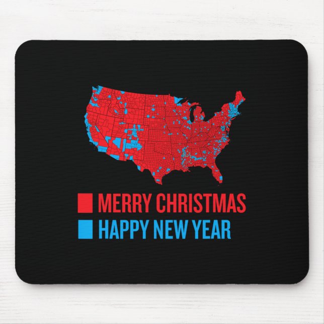 Mousepad Mapa eleitoral exato Feliz Natal Novo Ye feliz (Frente)